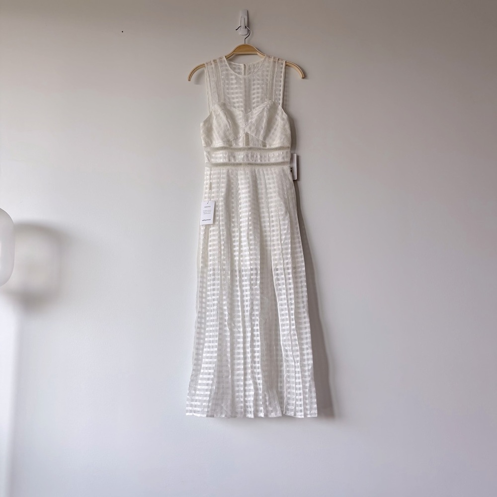 Three Floor Pleated Check Midi Dress